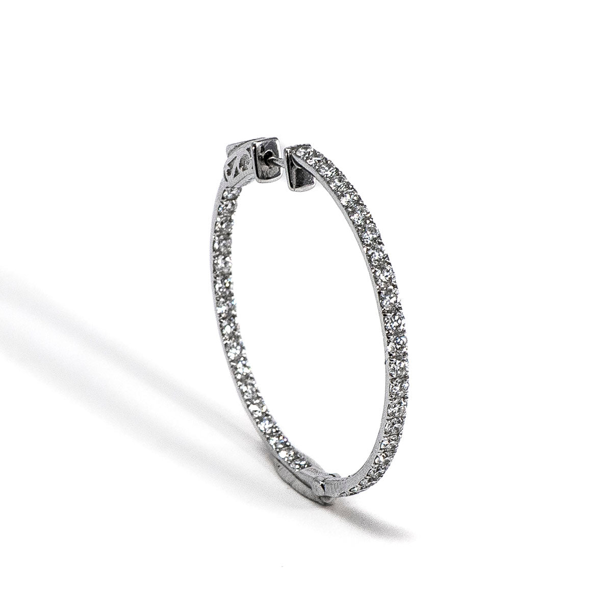 14K White Gold Diamond Inside Out Hoop Earrings