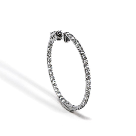 14K White Gold Diamond Inside Out Hoop Earrings