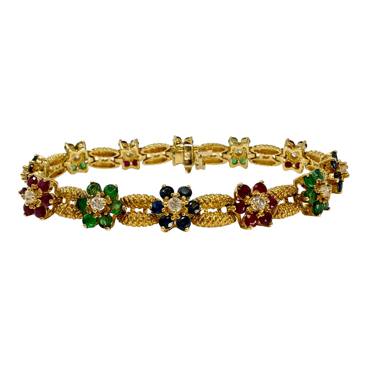 14K Gold Ruby, Emerald, Sapphire and  Diamond Bracelet - appraisal