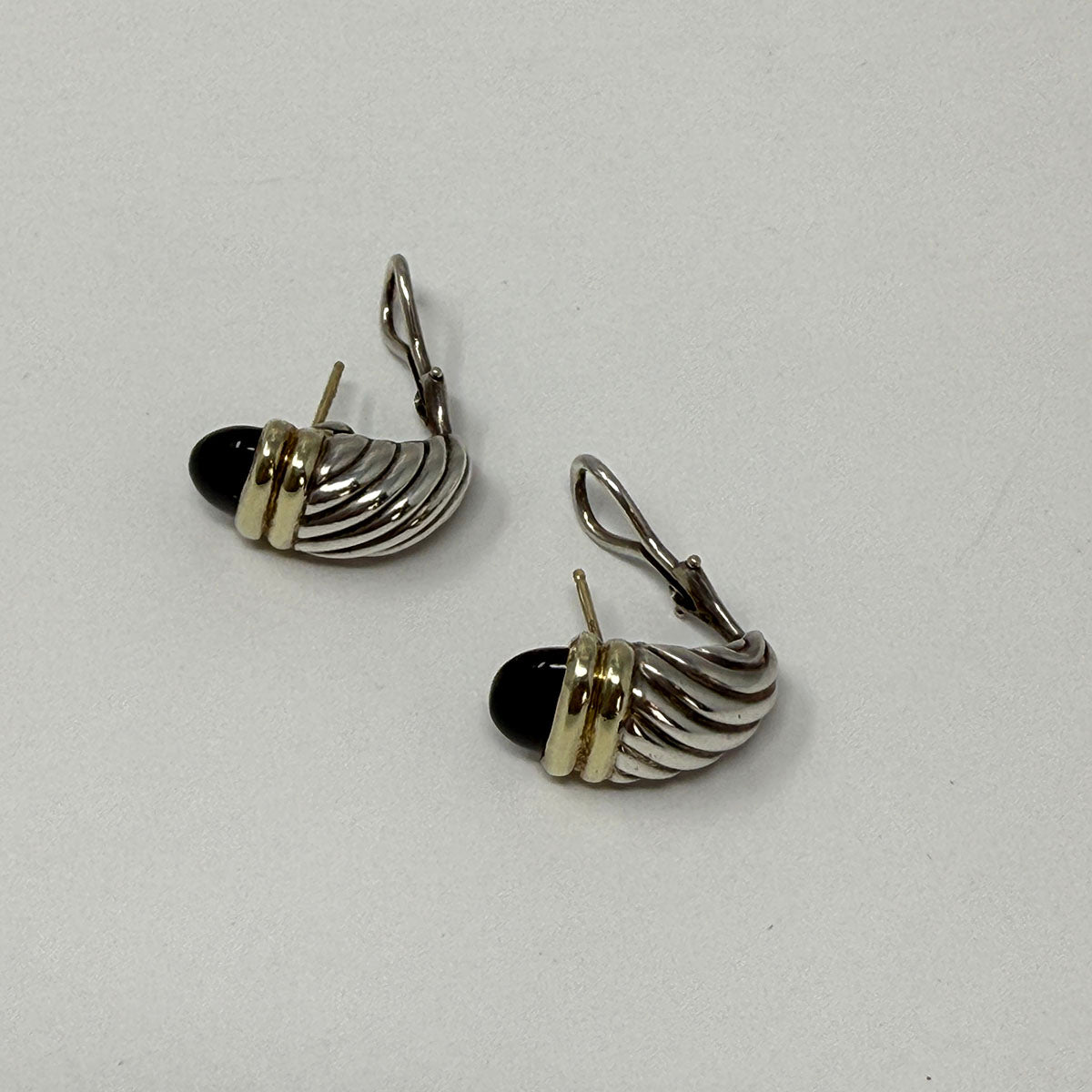 David Yurman Two-tone  Onyx Shrimp Earrings