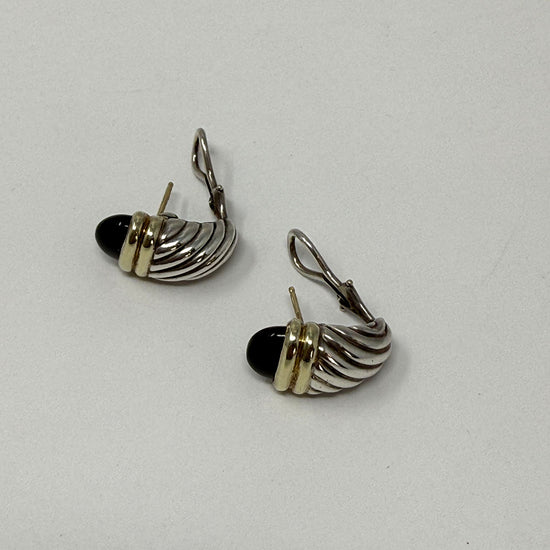 David Yurman Two-tone  Onyx Shrimp Earrings