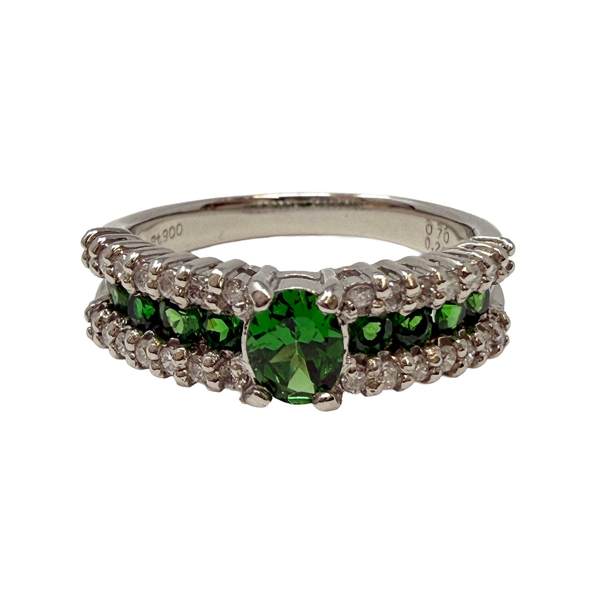 Platinum Garnet and Diamond Ring