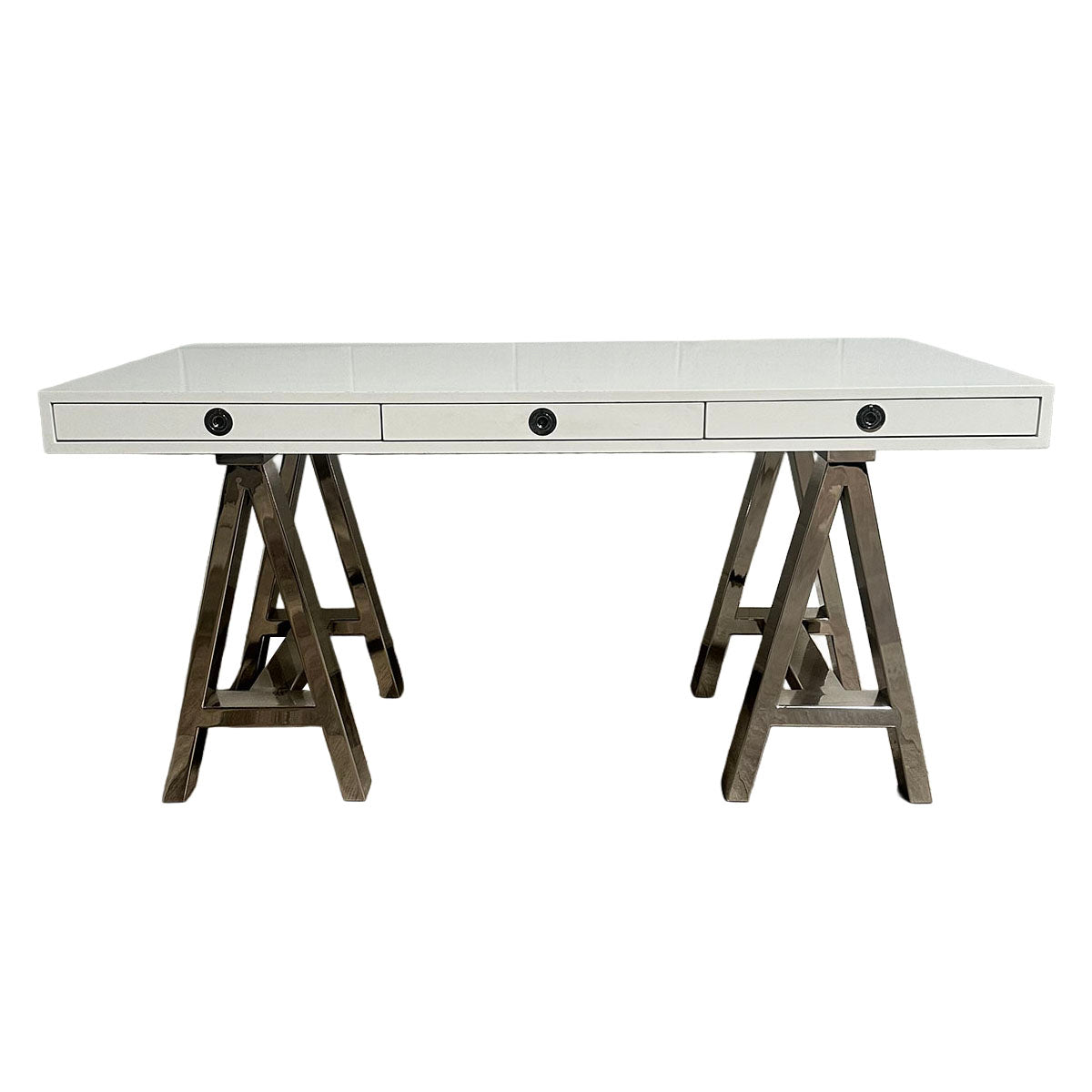 Jonathon Adler White Desk With Chrome Legs
