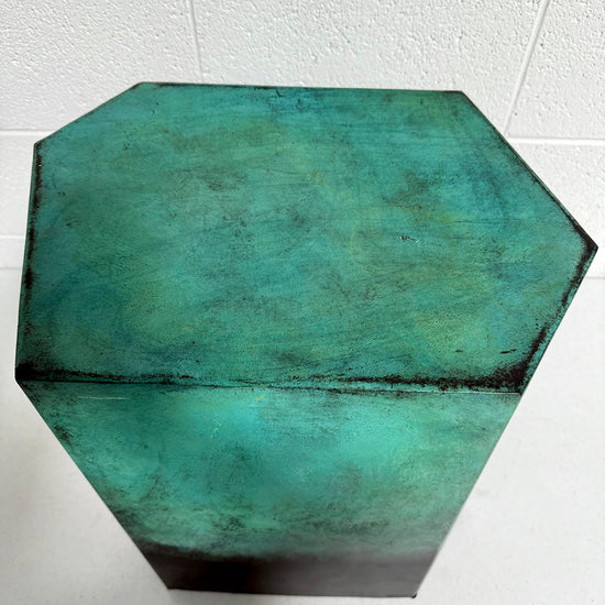 Verdigris Finish Metal Pedestal Stand/Small Table