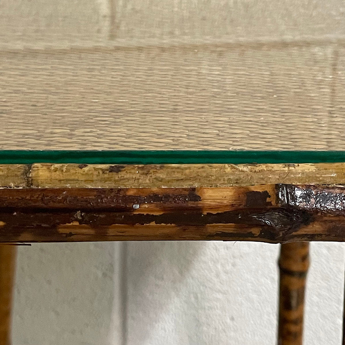 Rattan Side Table With Glass Top