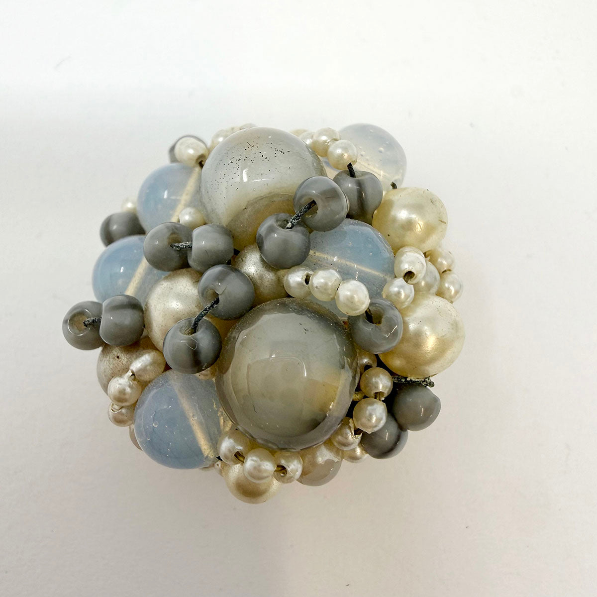 Coppola e Toppo Blue and Clear Bead Clip-on Earrings with Seed Pearls