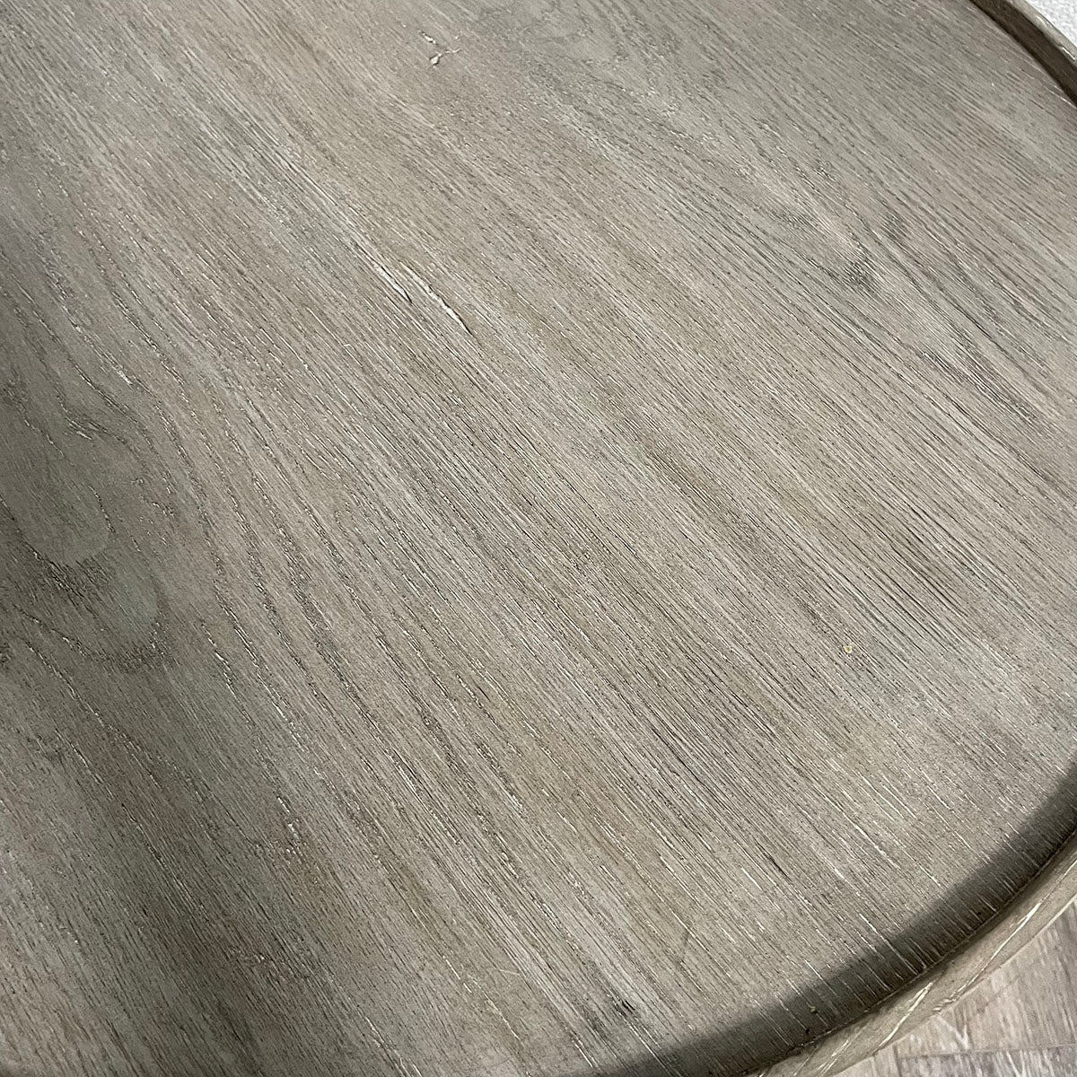 Round Wood Side Table in Weathered Gray