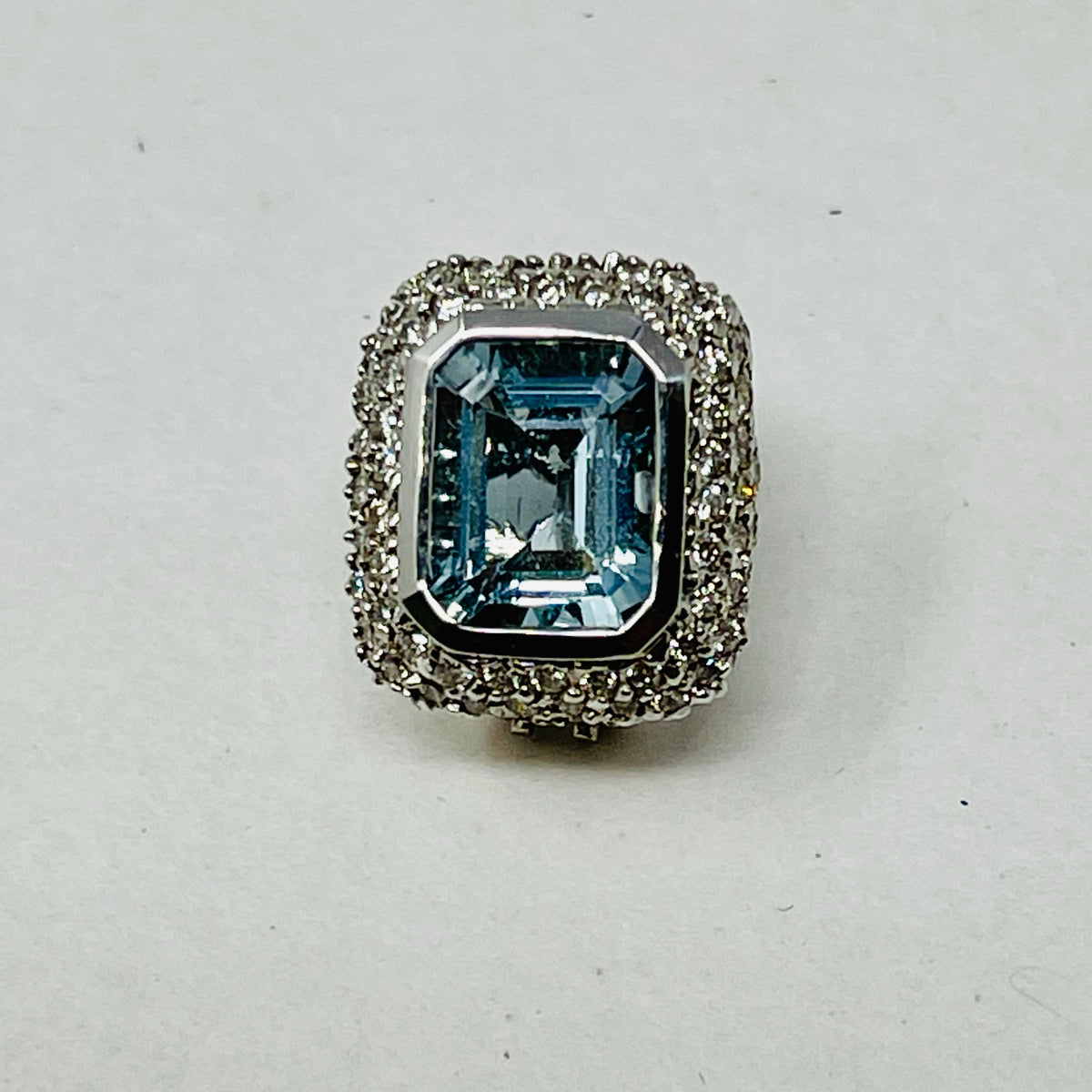Barry Kronen 18K White Gold Earrings with Aquamarine and Diamonds