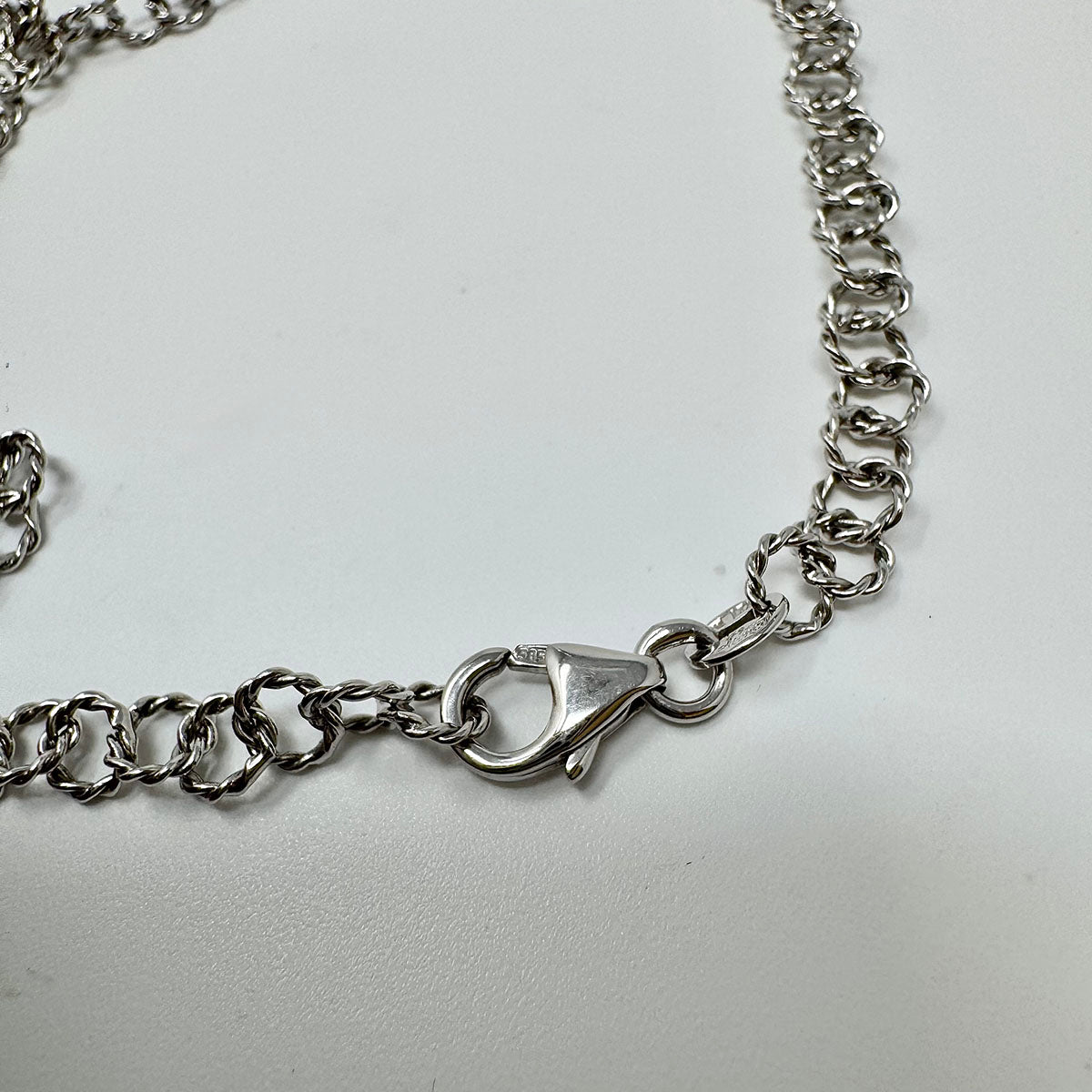 14K White Gold  Necklace with Iolite and Diamond Pendant