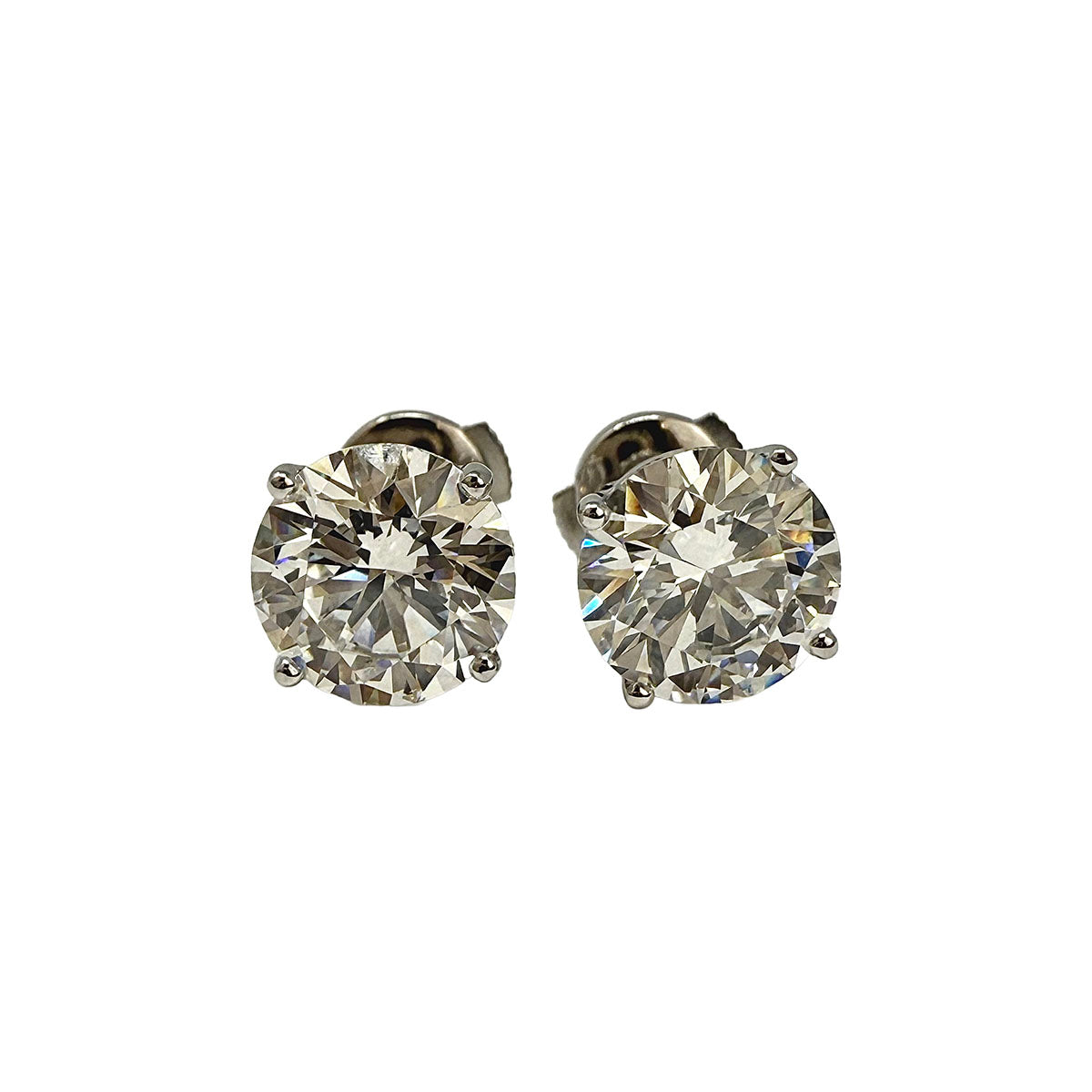 14K White Gold Lab Grown 4.07ct Diamond Stud Earrings