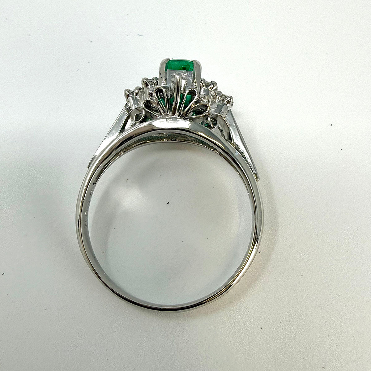 Platinum Emerald and Diamond Ring