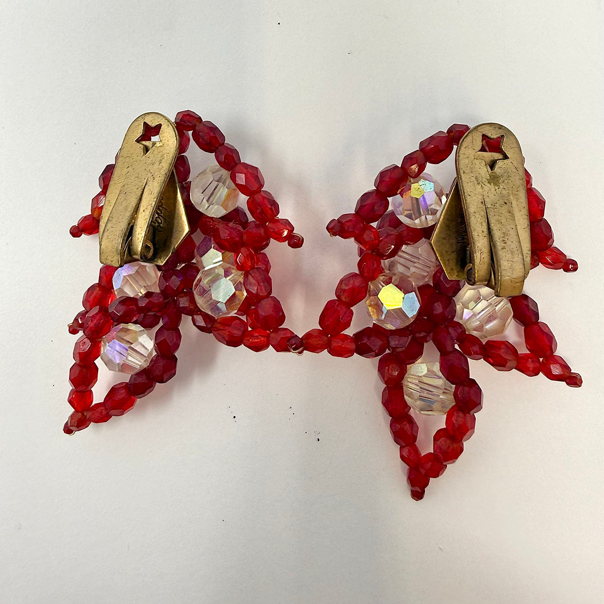Coppola e Toppo Red and Clear Bead Clip-on Earrings