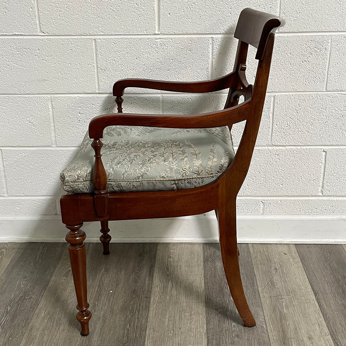 Pair Of Wood Arm Chairs With Cushion