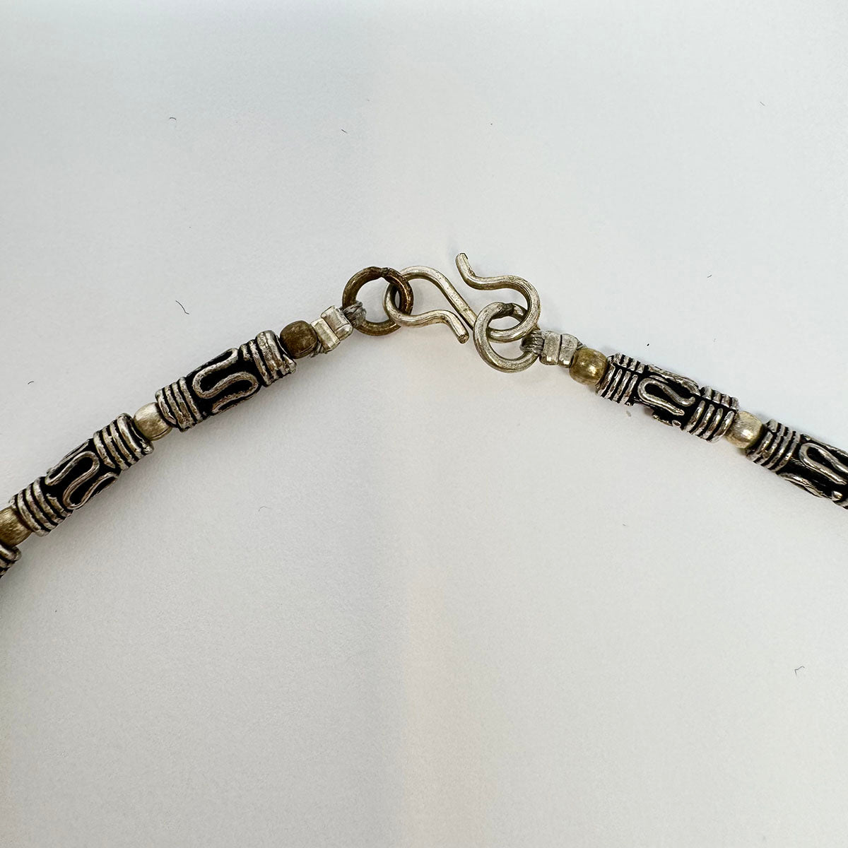 Tribal Red and Blue Inlay Silver Choker Necklace
