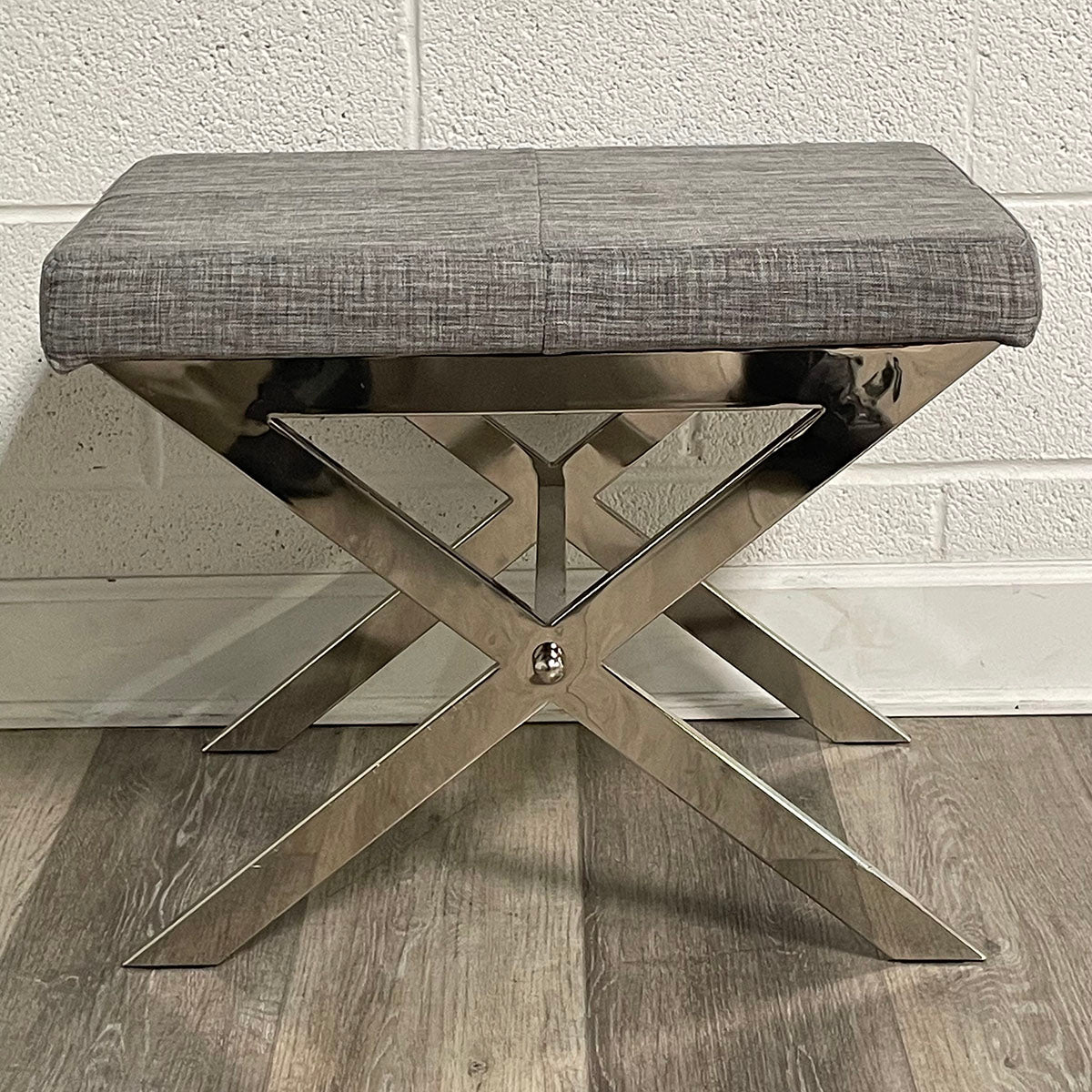 Upholstered Bench with Chrome Base