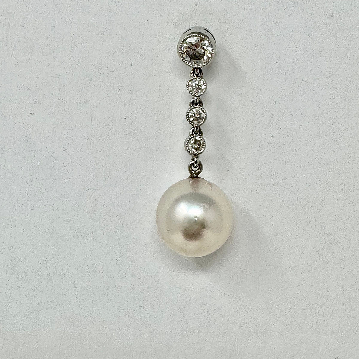 Platinum Pearl and Diamond Dangle Earrings