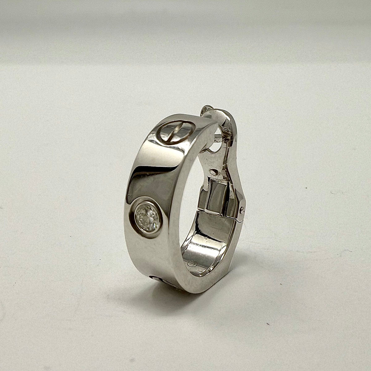 Cartier 18K White Gold LOVE Diamond Hoop Earrings