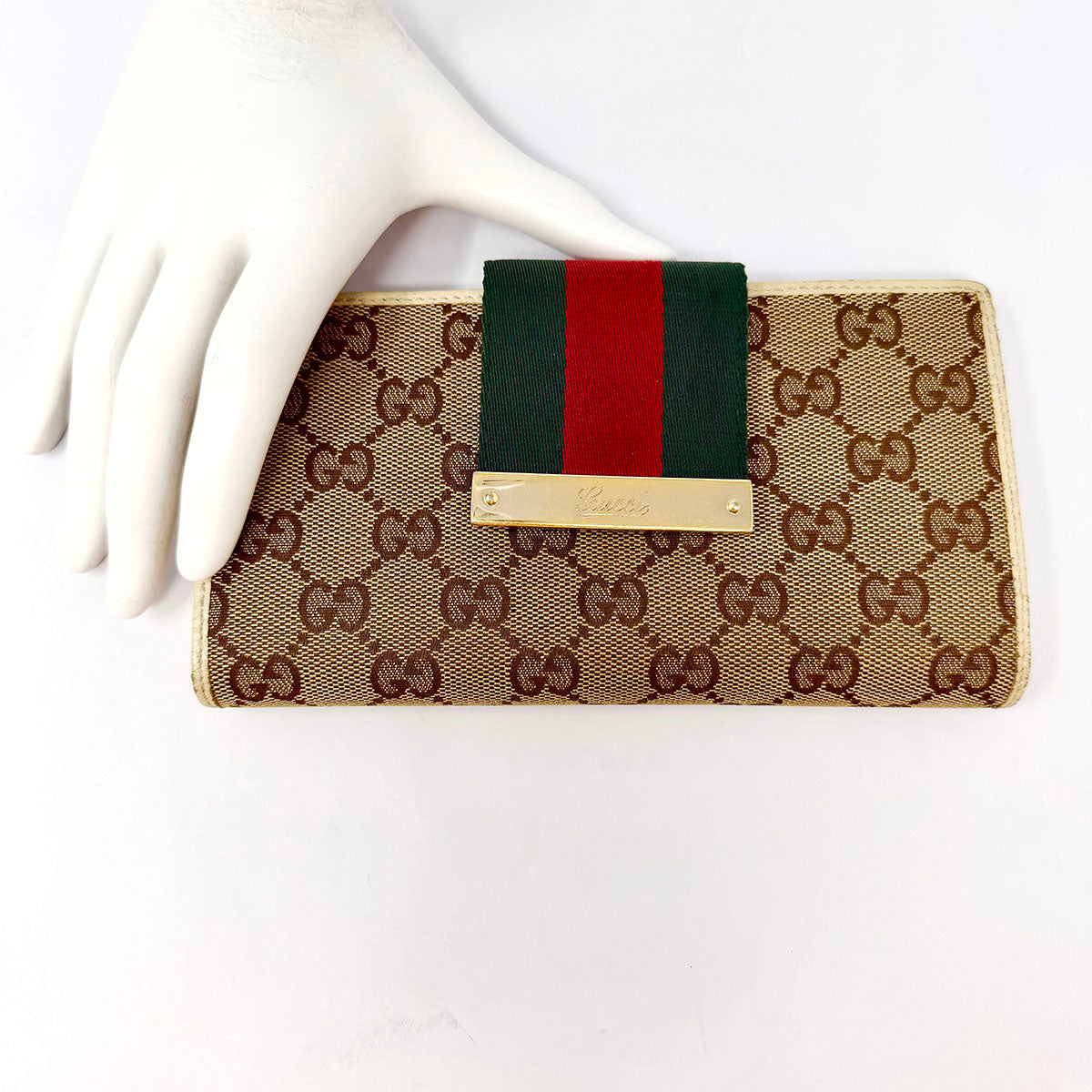 Gucci Monogram  Web Continental Bi-fold Wallet