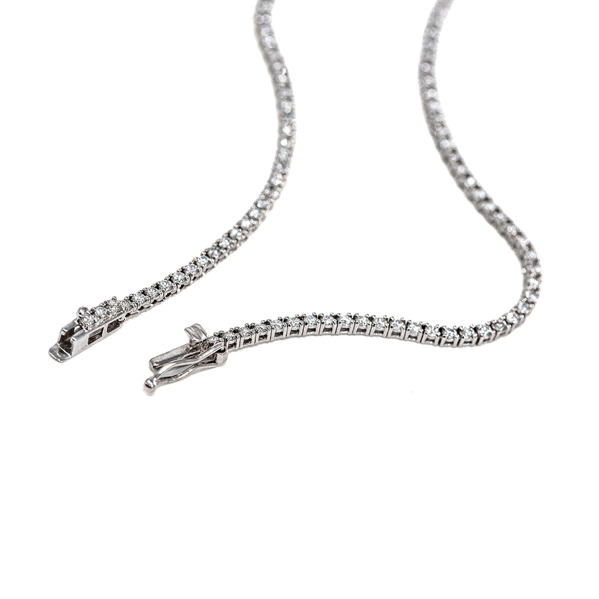 14K White Gold Diamond  Tennis Necklace