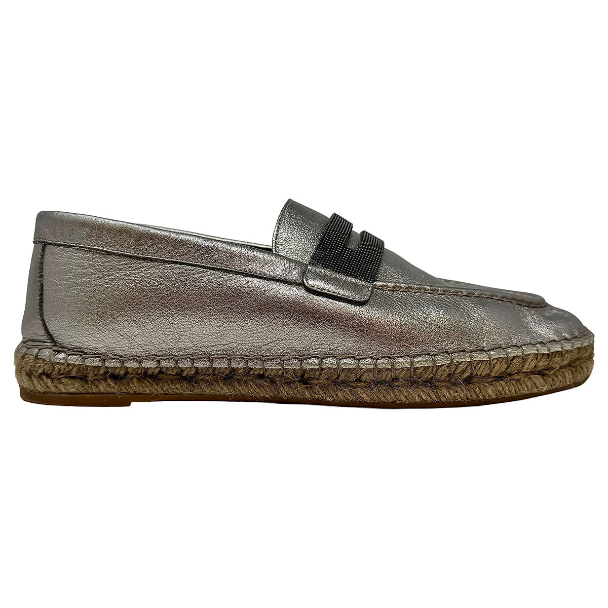 Brunello Cucinelli Metallic Espadrille with Monili
