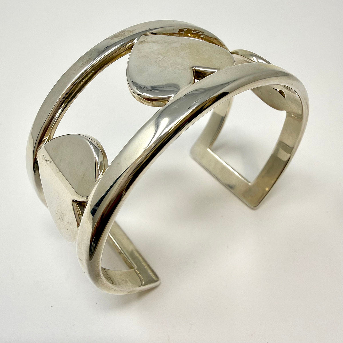 Tiffany & Co. Sterling Silver Full Heart Motif Cuff  Bracelet