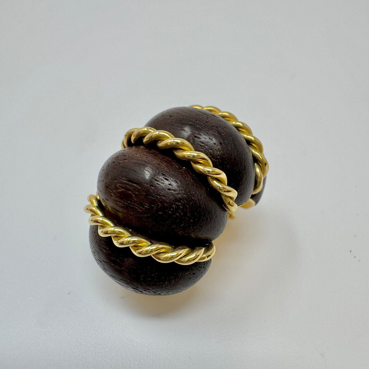 Seaman Schepps Wood and 18K Gold Shrimp Earrings
