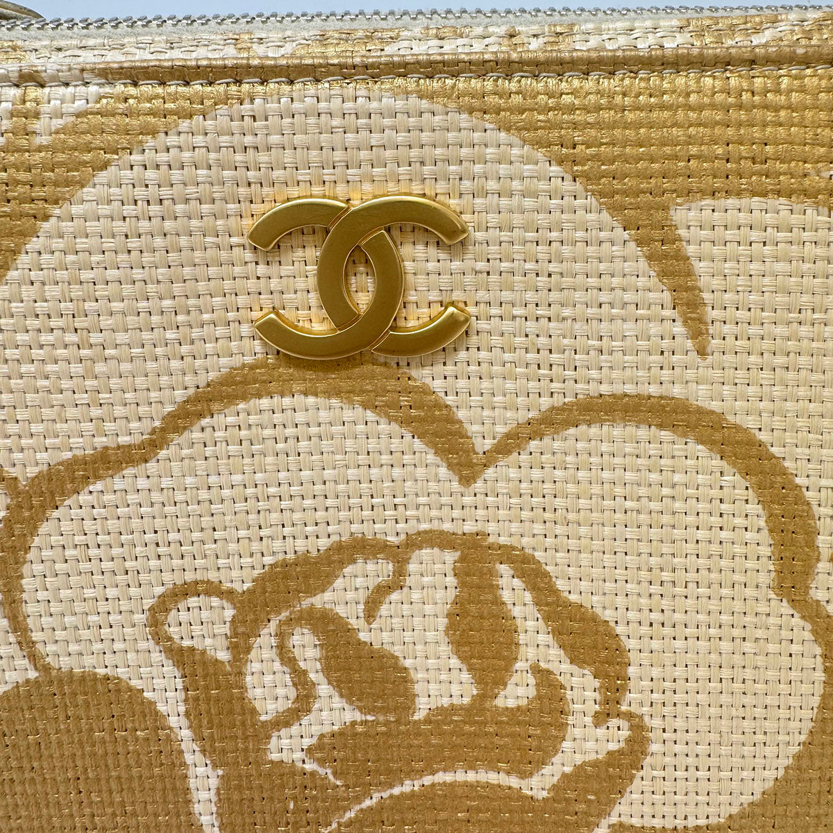 Chanel Raffia Camellia Shoulder Bag