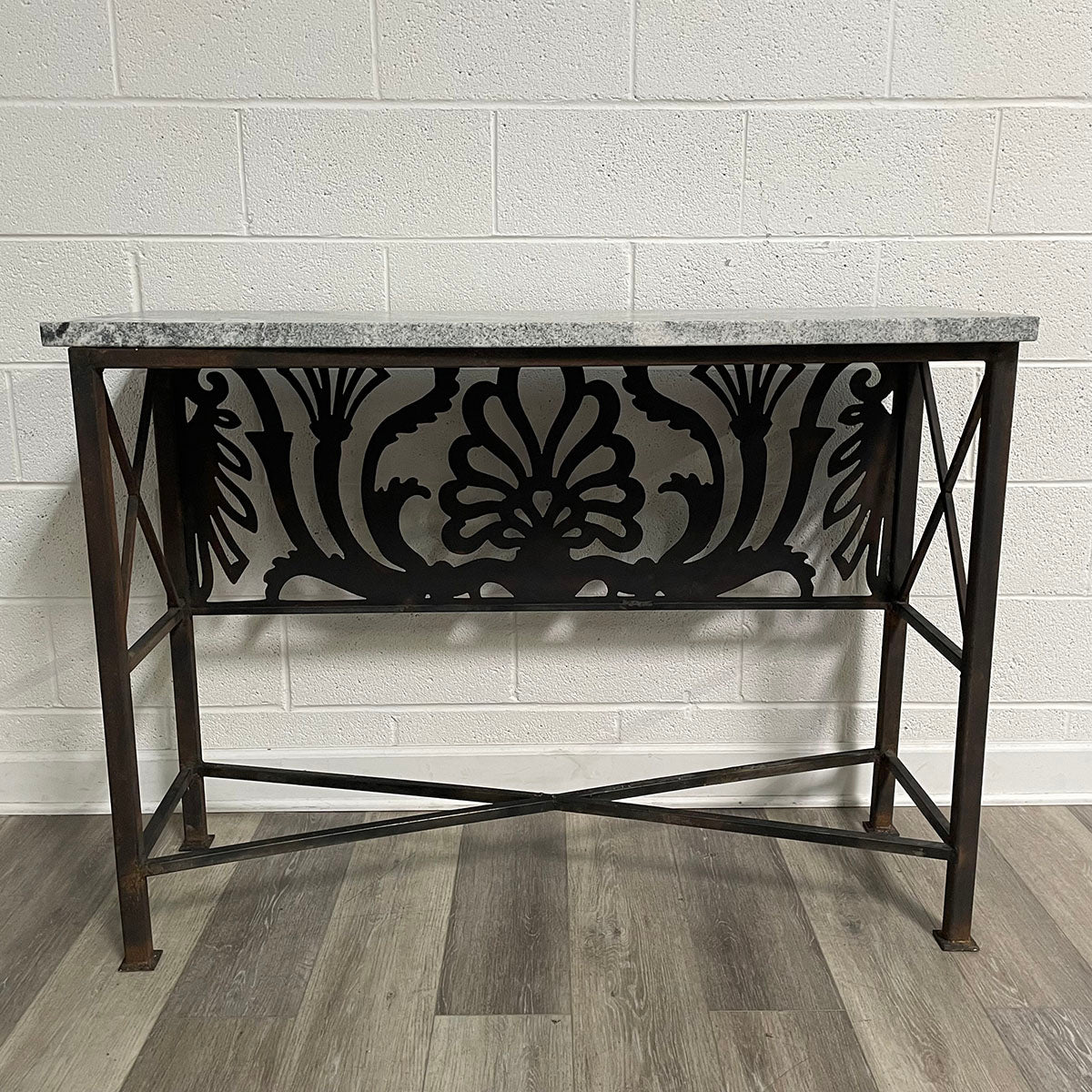 Marble Top Console Table With Iron Base