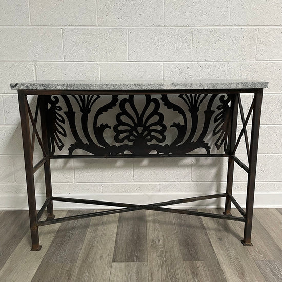 Marble Top Console Table With Iron Base
