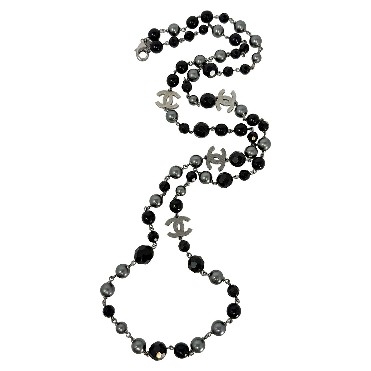 Chanel Faceted Beaded CC Station Necklace