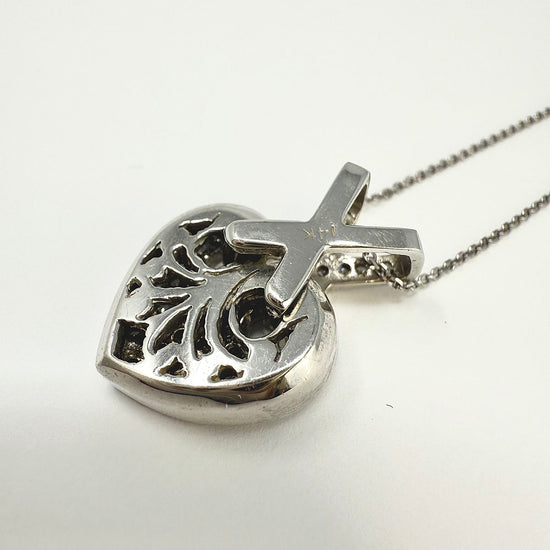 18K White Gold Necklace with Diamond Heart Pendant