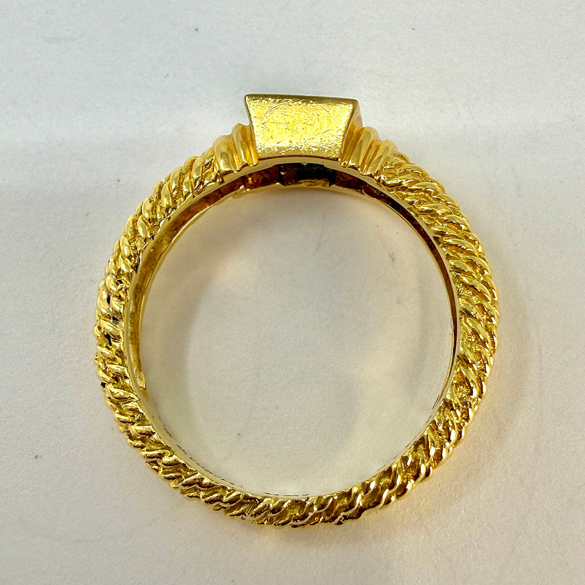 David Yurman 18K Gold Ring with Square Green Tourmaline