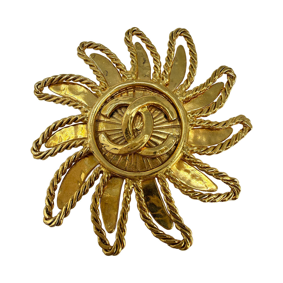 Chanel Gold-tone Sun Brooch Pin