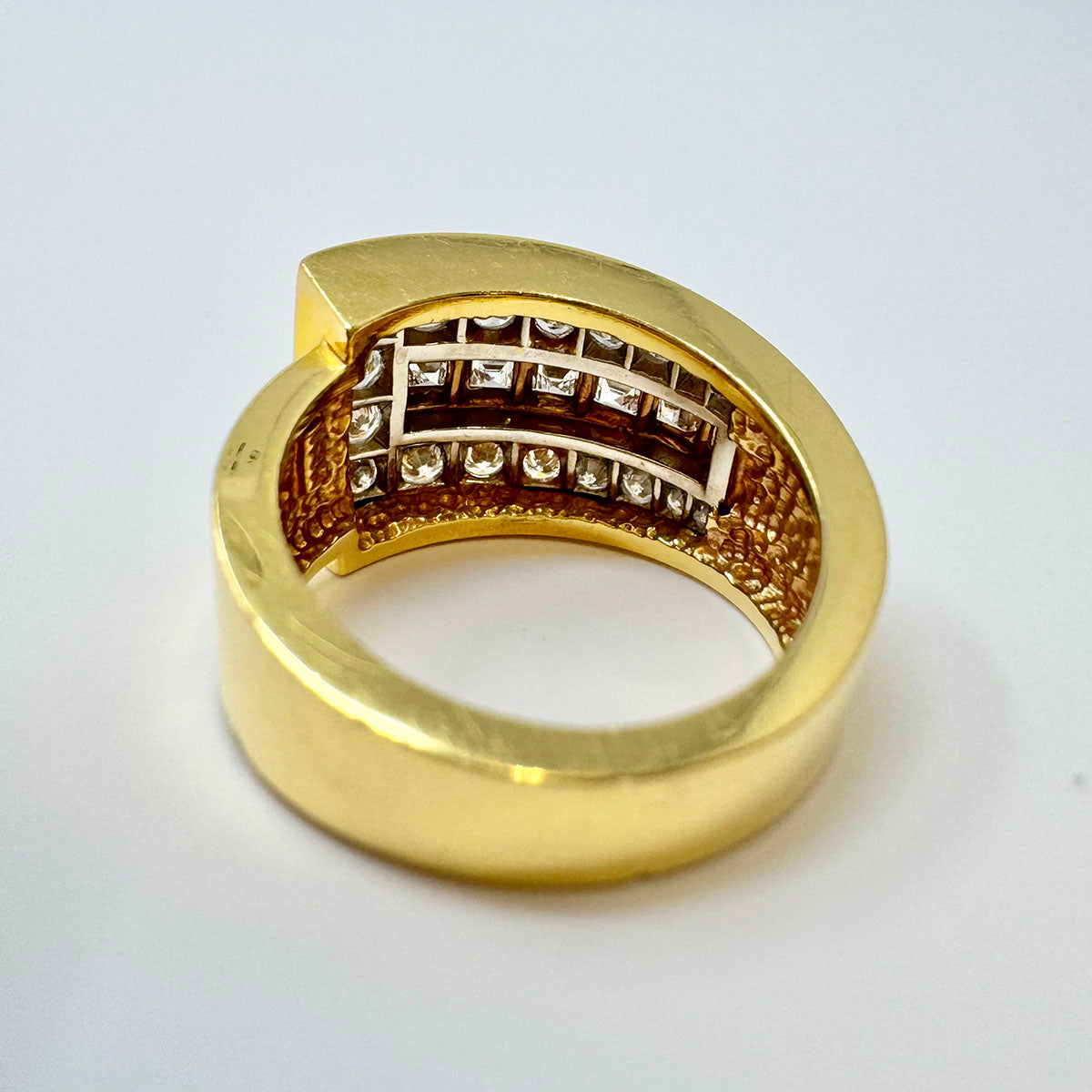 Montreaux Platinum and 18K Gold 3 Row Ring with 18 Diamonds