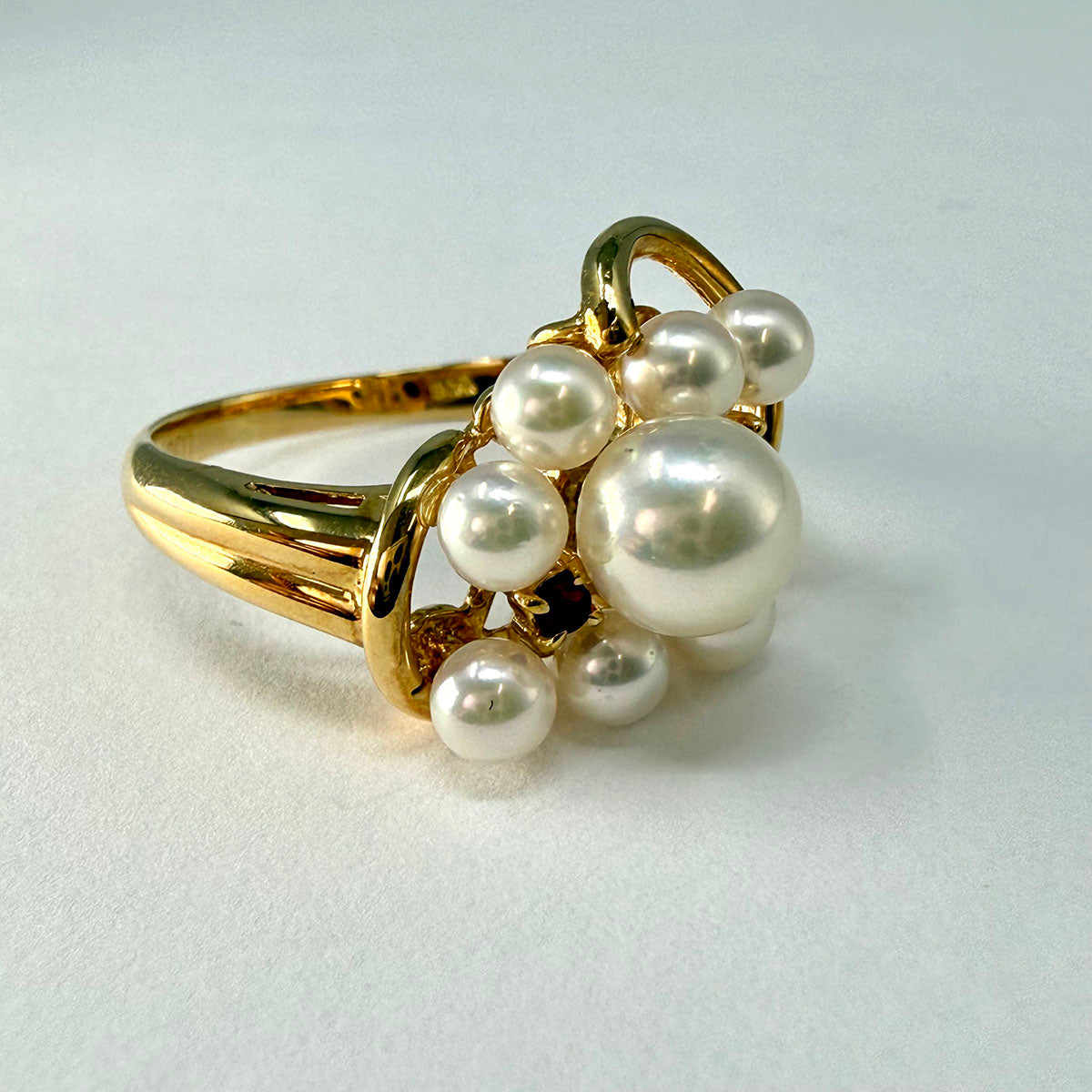 Akoya Pearl and Ruby Ring