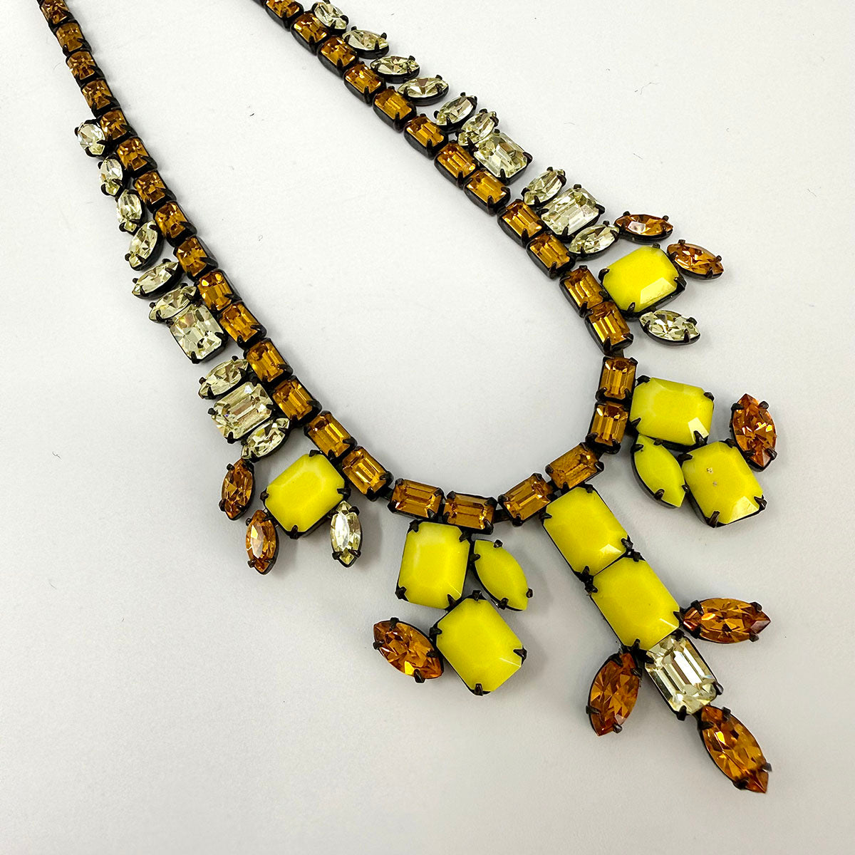 Schreiner Faceted Vintage Glass and Bead Collar Necklace