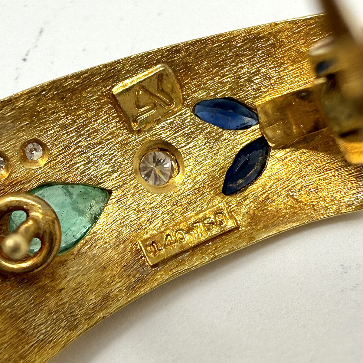 18K Gold Byzantine Earrings with Diamond, Ruby, Emerald and Sapphire