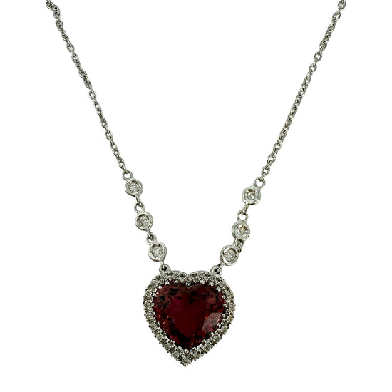 18K White Gold Heart Pendant Necklace