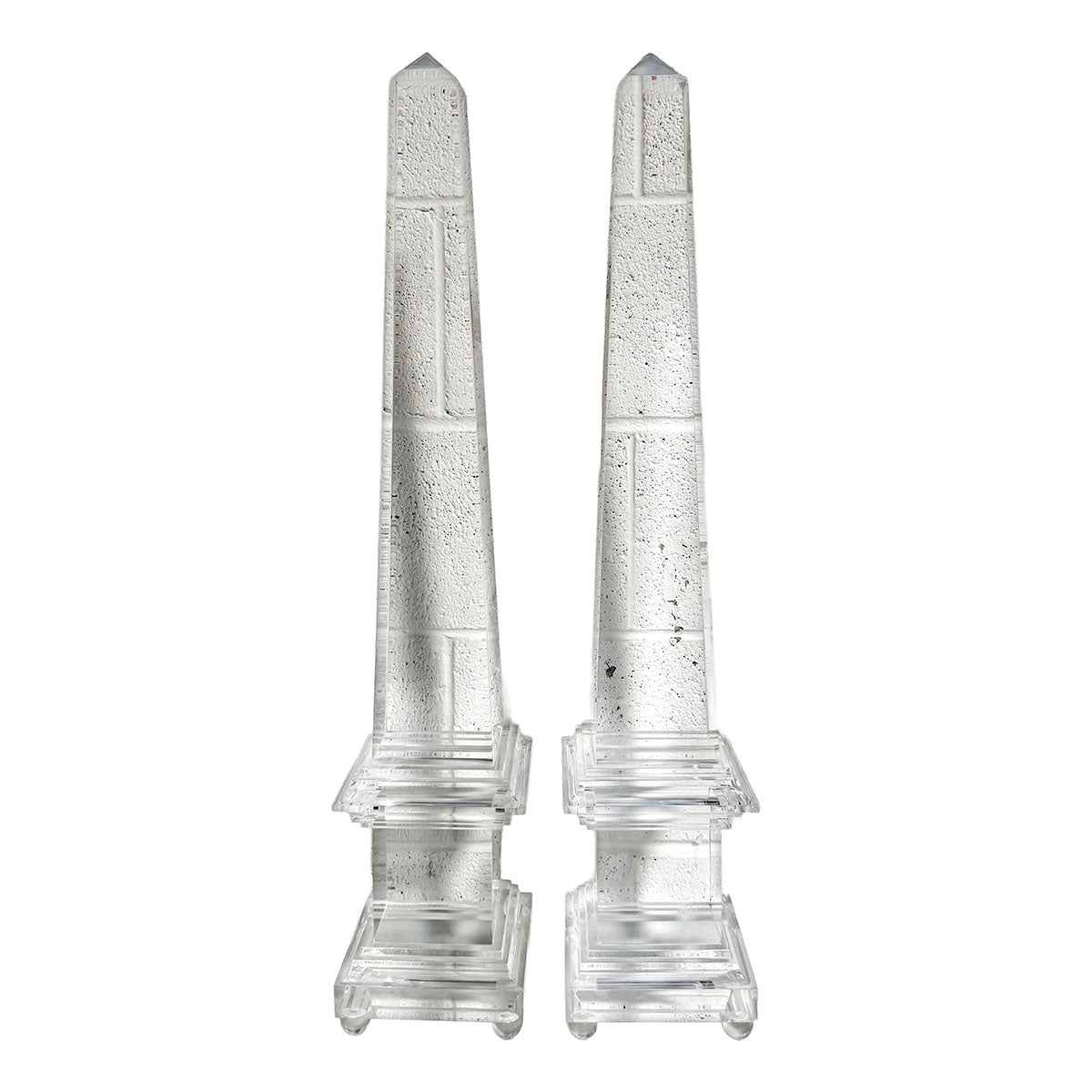 Pair of Modern Clear Acrylic  Obelisk Sculptures