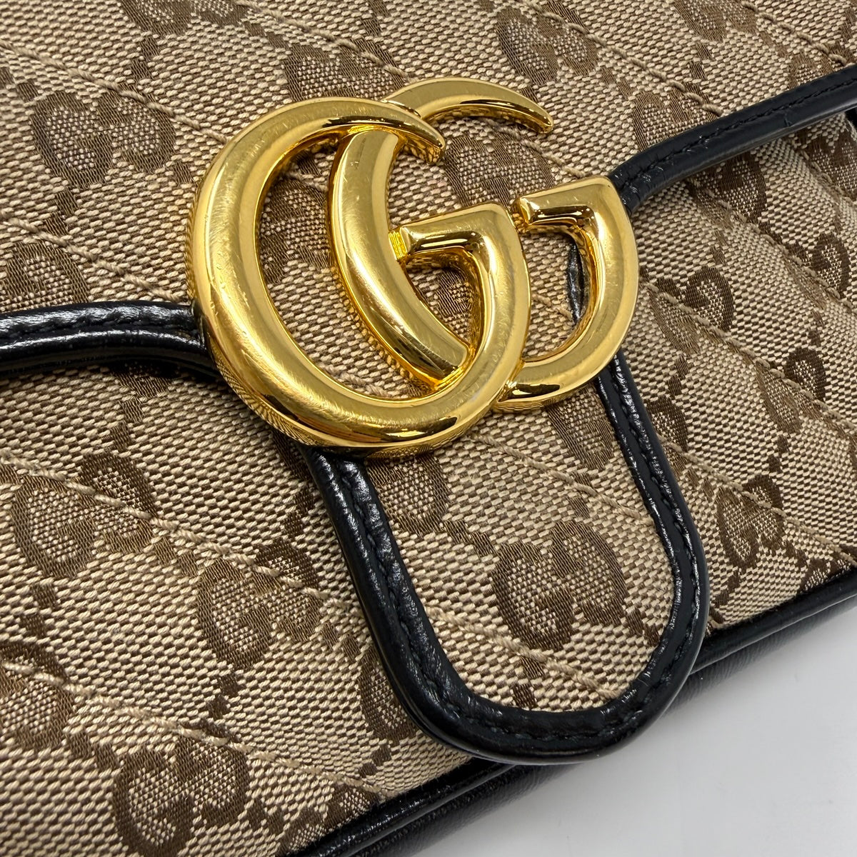 Gucci Monogram Matelasse Diagonal Marmont Shoulder Bag