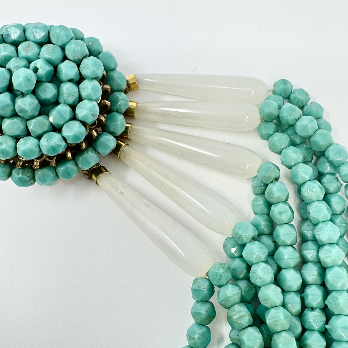 Robert 10 Strand Turquoise Bead Necklace with Embellished Clasp