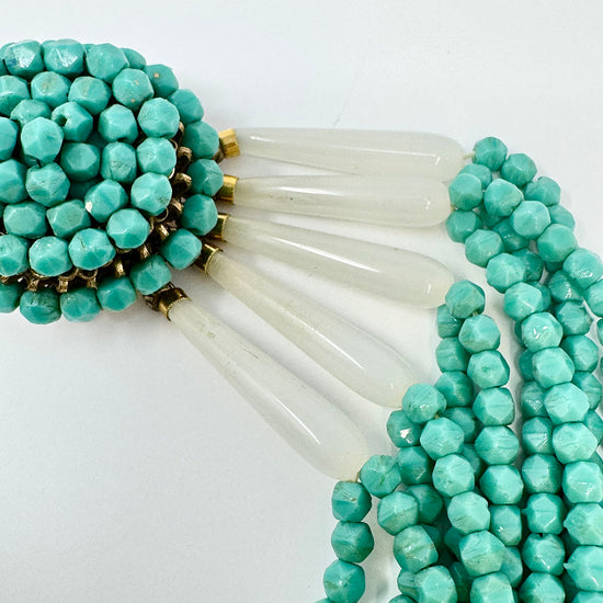 Robert 10 Strand Turquoise Bead Necklace with Embellished Clasp