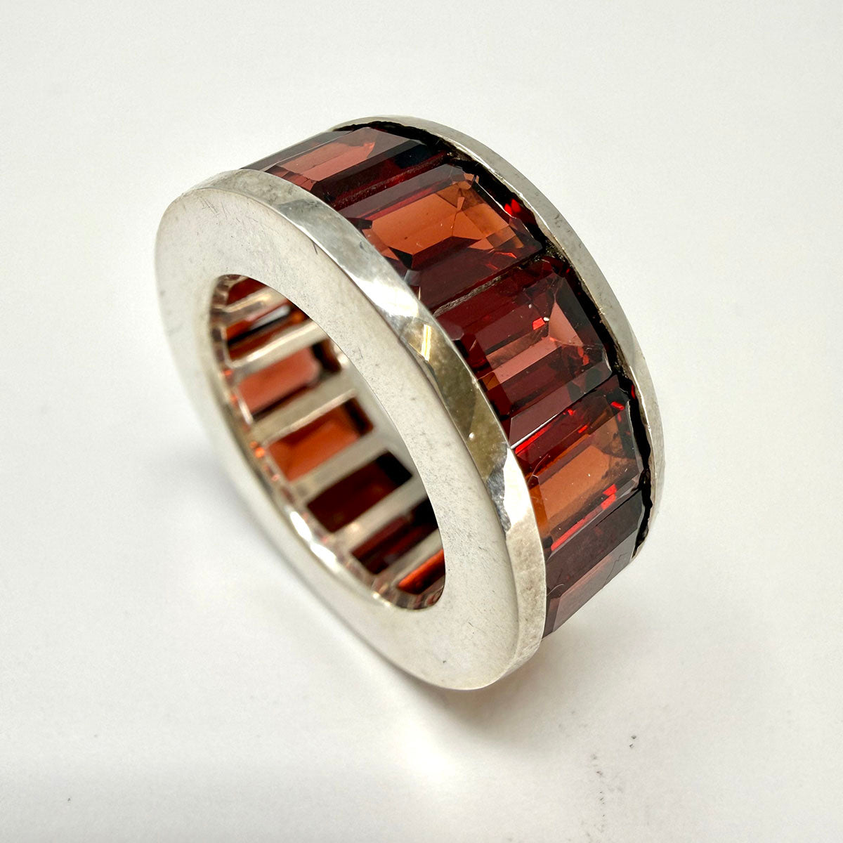 Sterling Silver Garnet Band