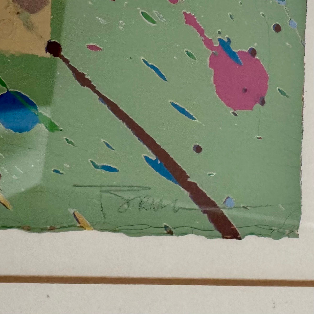Framed Mixed Media "Abstract with Egg" Signed