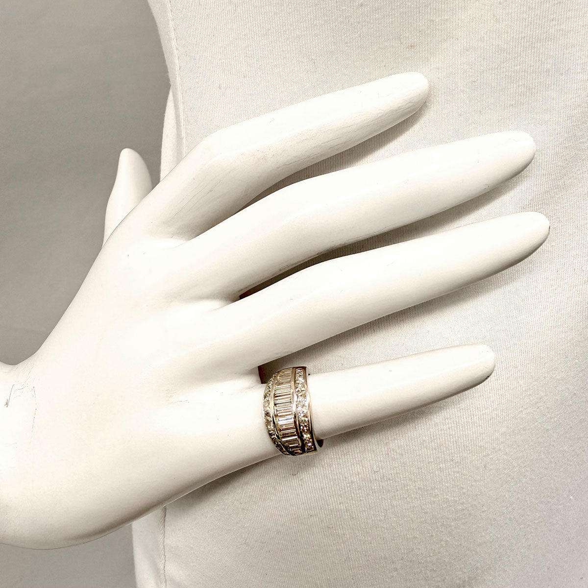 Platinum Triple Row Ring with 1.25ct European Cut Diamond