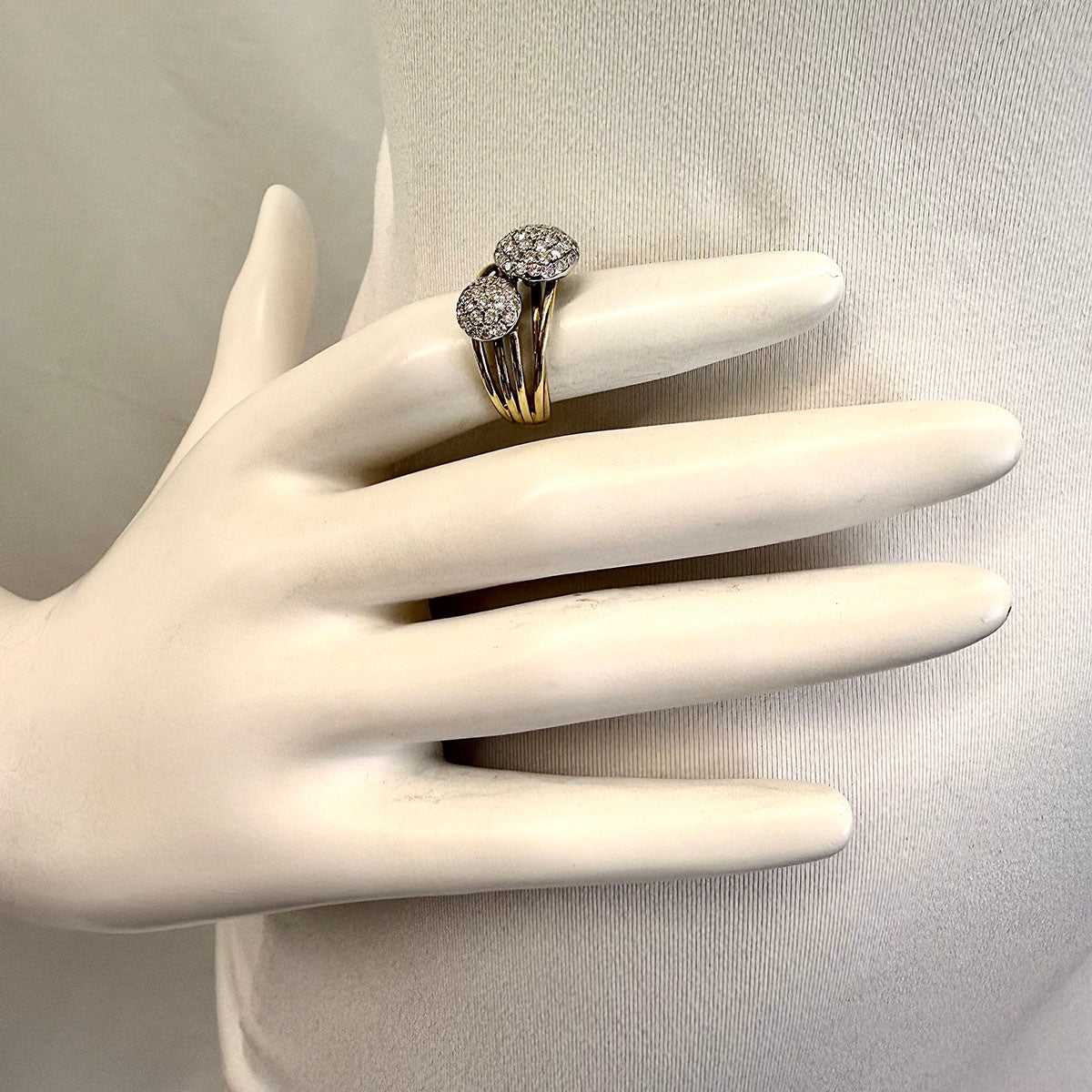 14K Gold Ring with 2 Diamond Domes