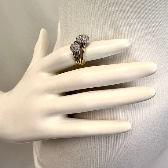 14K Gold Ring with 2 Diamond Domes