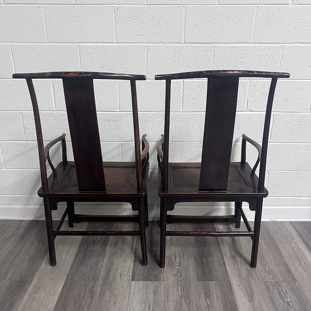 Pair Of Vintage Asian Style Wood Chairs