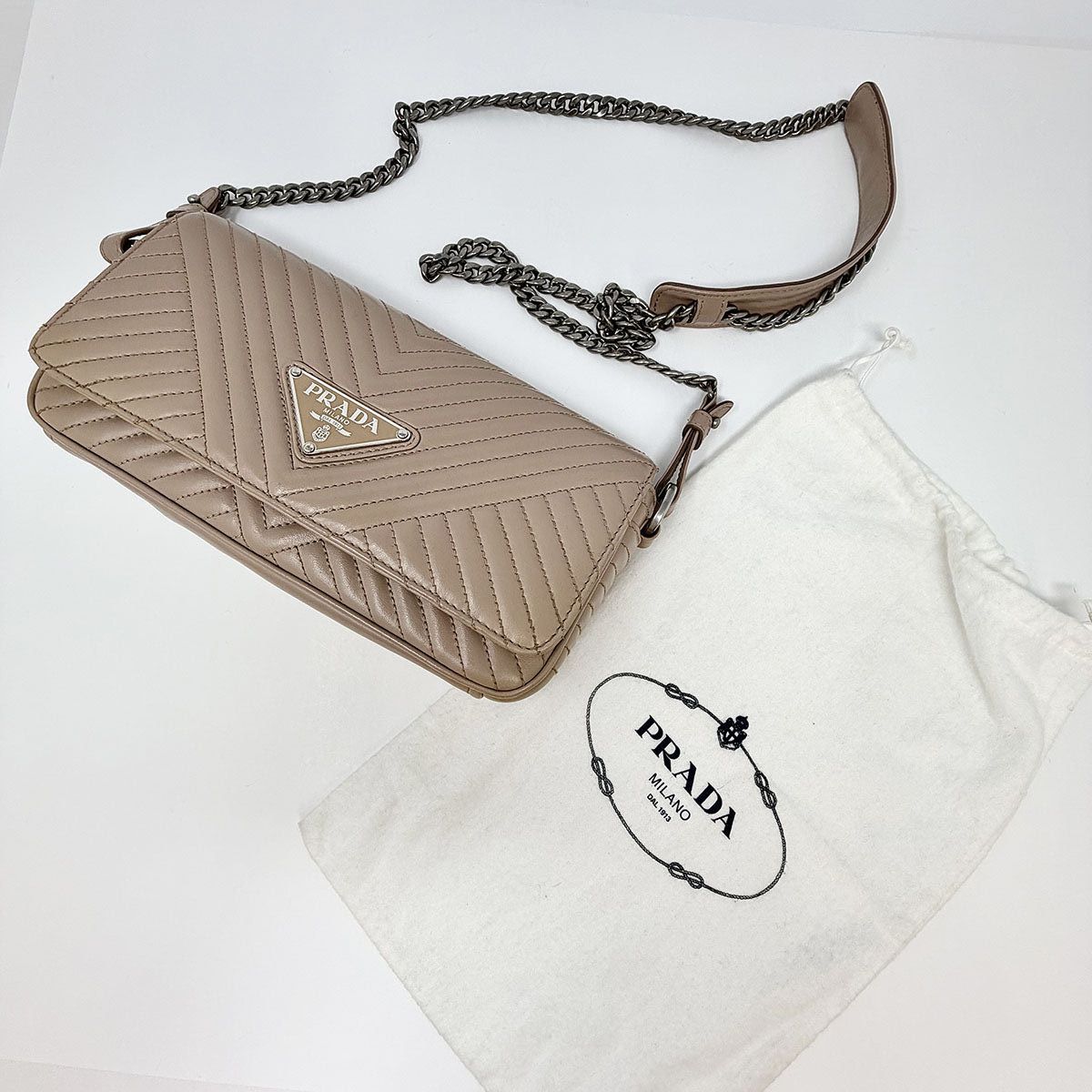 Prada Diagramme Triangle Quilted Crossbody