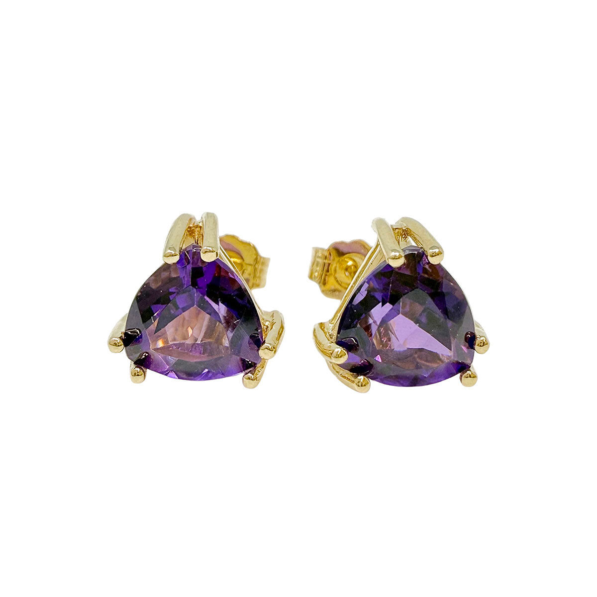 14K Gold Stud Earrings with Amethyst